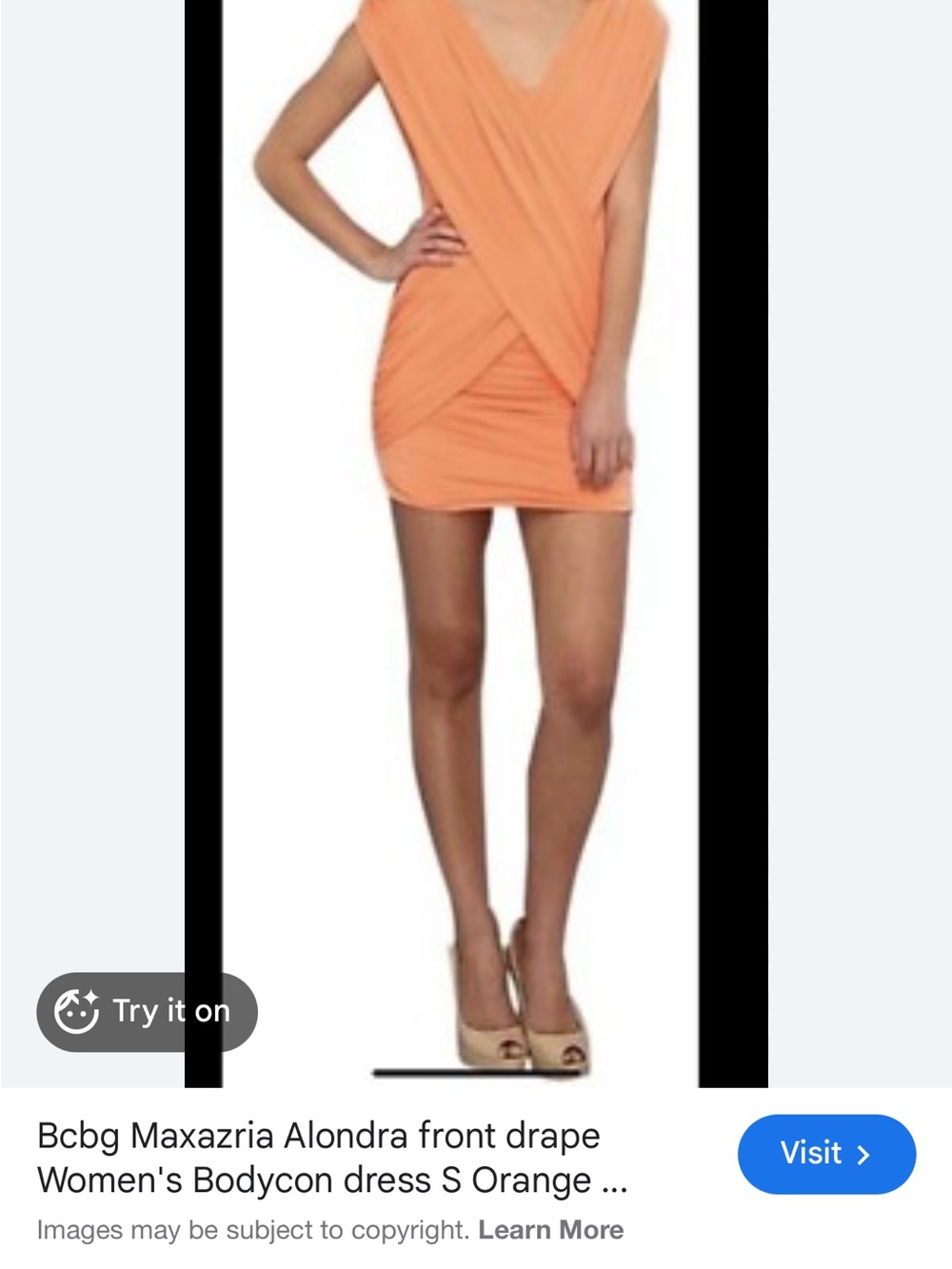 BCBGMaxAzria Orange Draped V‑Neck Mini Dress